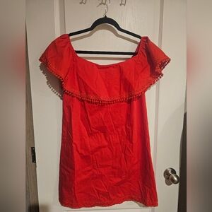 Sugarlips Bold Red Off-Shoulder Ruffled Neck Summer Mini Dress Size XS